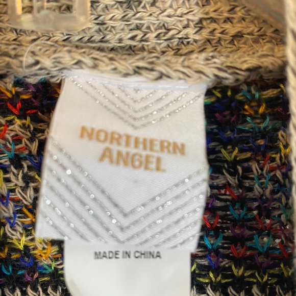 Northern Angel Open Gray Multicolor Aztec Print Cardigan Sweater Women's Size L - Picture 2 of 12